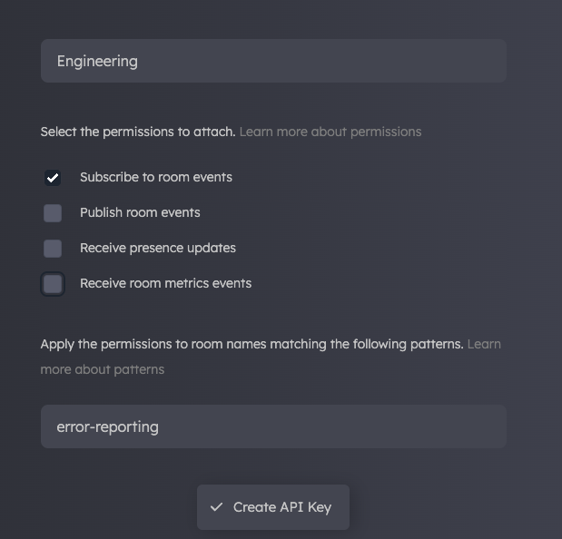 Example of pattern matching for subscribing to events